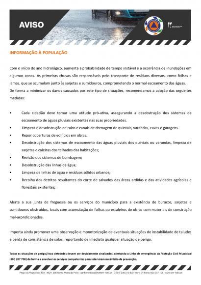 Aviso - Informação à população